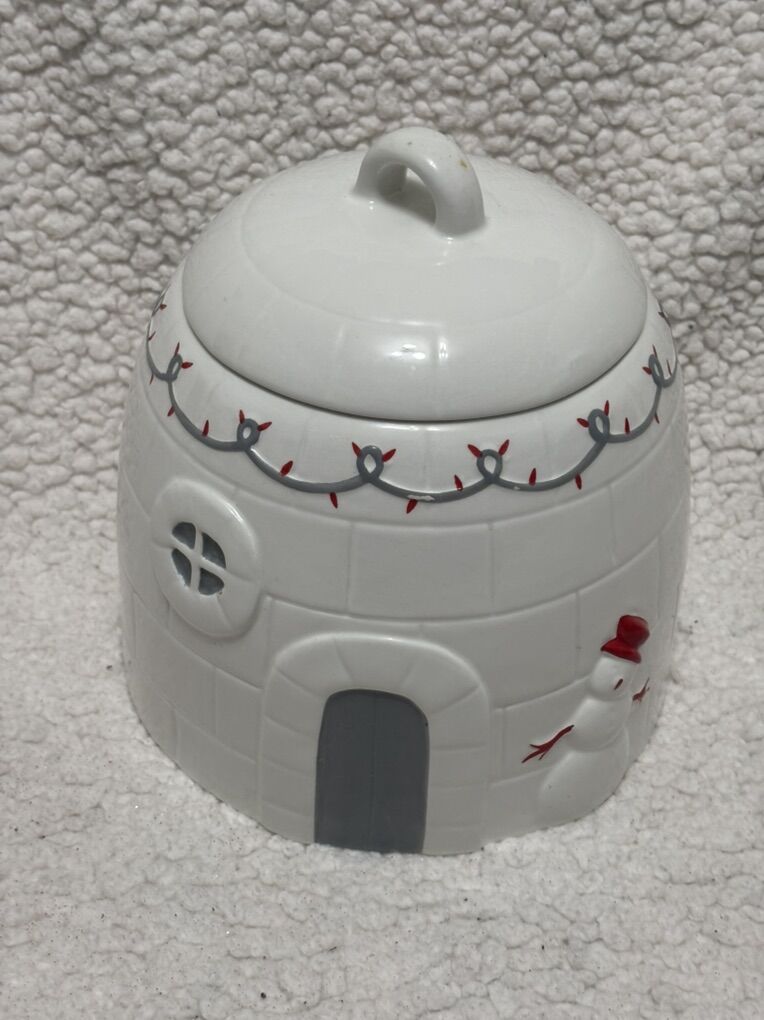 Christmas Winter Holiday Large Igloo Cookies Jar