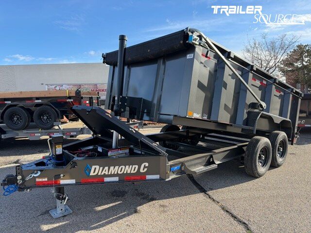 7x14 Diamond C LPT 207 Dump Trailer - 44" Sides - 15.5K GVWR - 14 Ply Tires, Long Arm Tarp