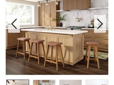 Beryl Counter Stool - 24" Wood Frame with Tan Upholstered Seat - Set of 4