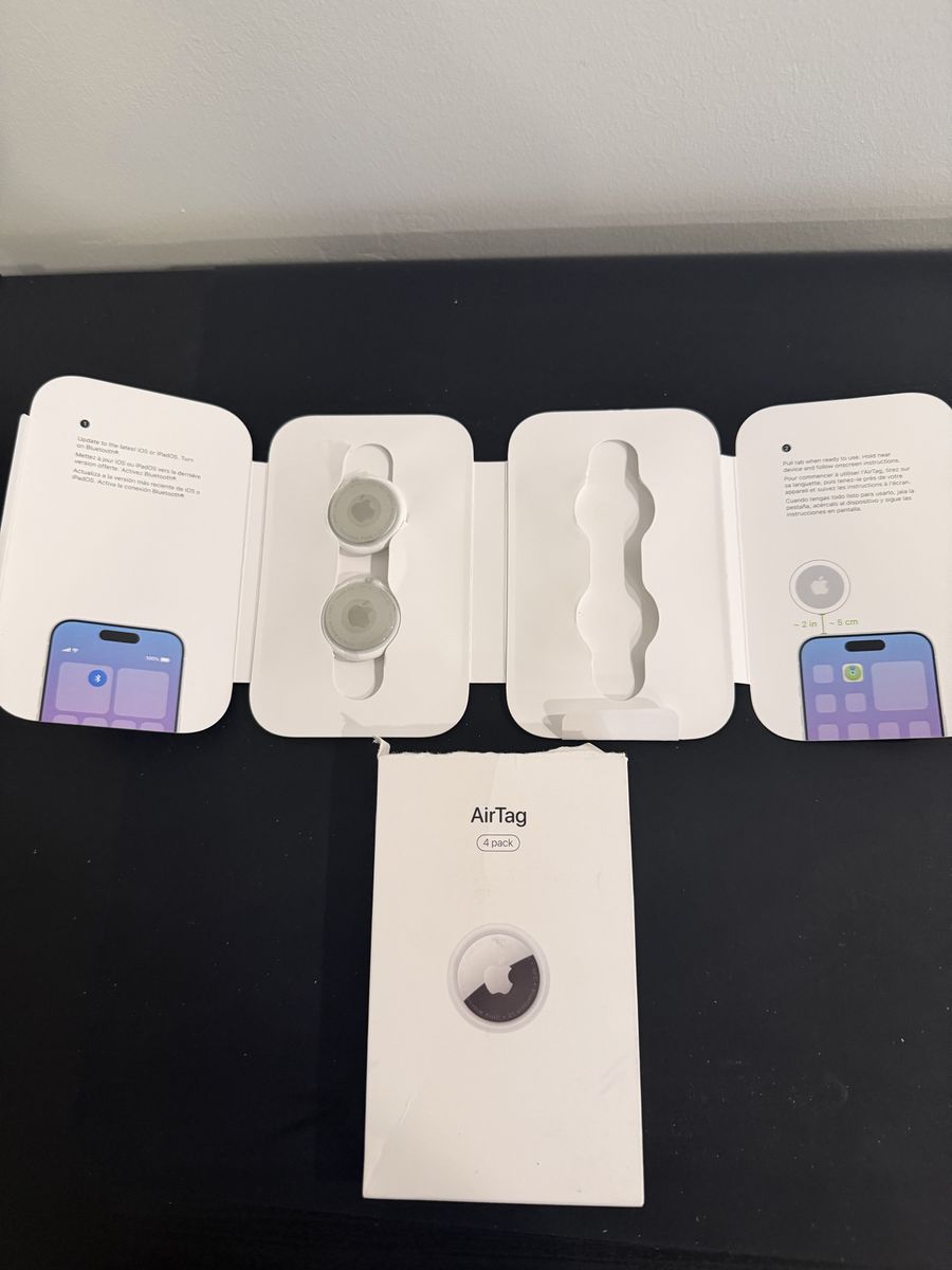 New 2  Apple AirTags  (from a four pack) with Belkin Secure Holders