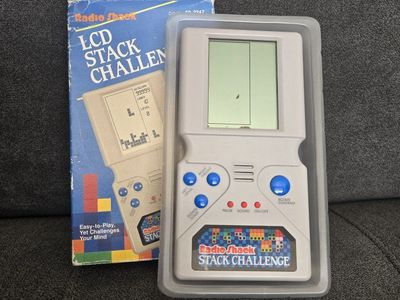 VINTAGE Radio Shack LCD STACK CHALLENGE Handheld Retro Game – OG Box & Blister Pack