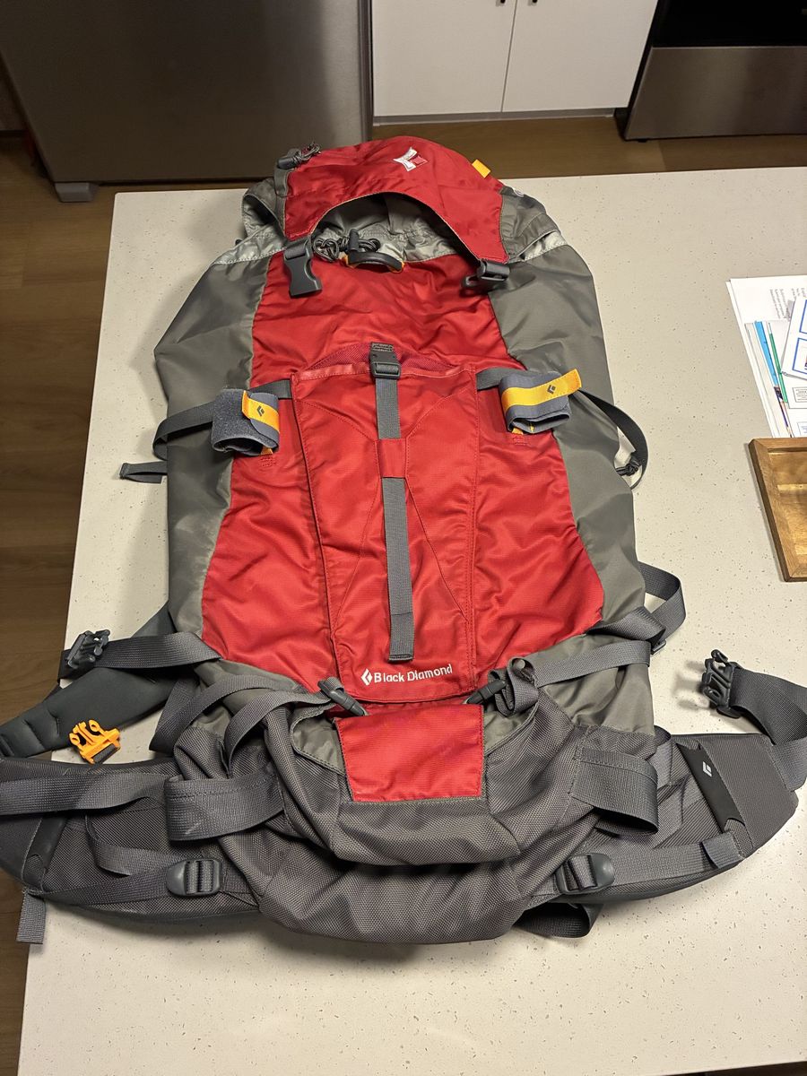Black Diamond Stone 50L Duffel Backpack - Red/Gray Hiking & Climbing Pack
