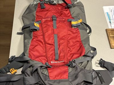 Black Diamond Stone 50L Duffel Backpack - Red/Gray Hiking & Climbing Pack