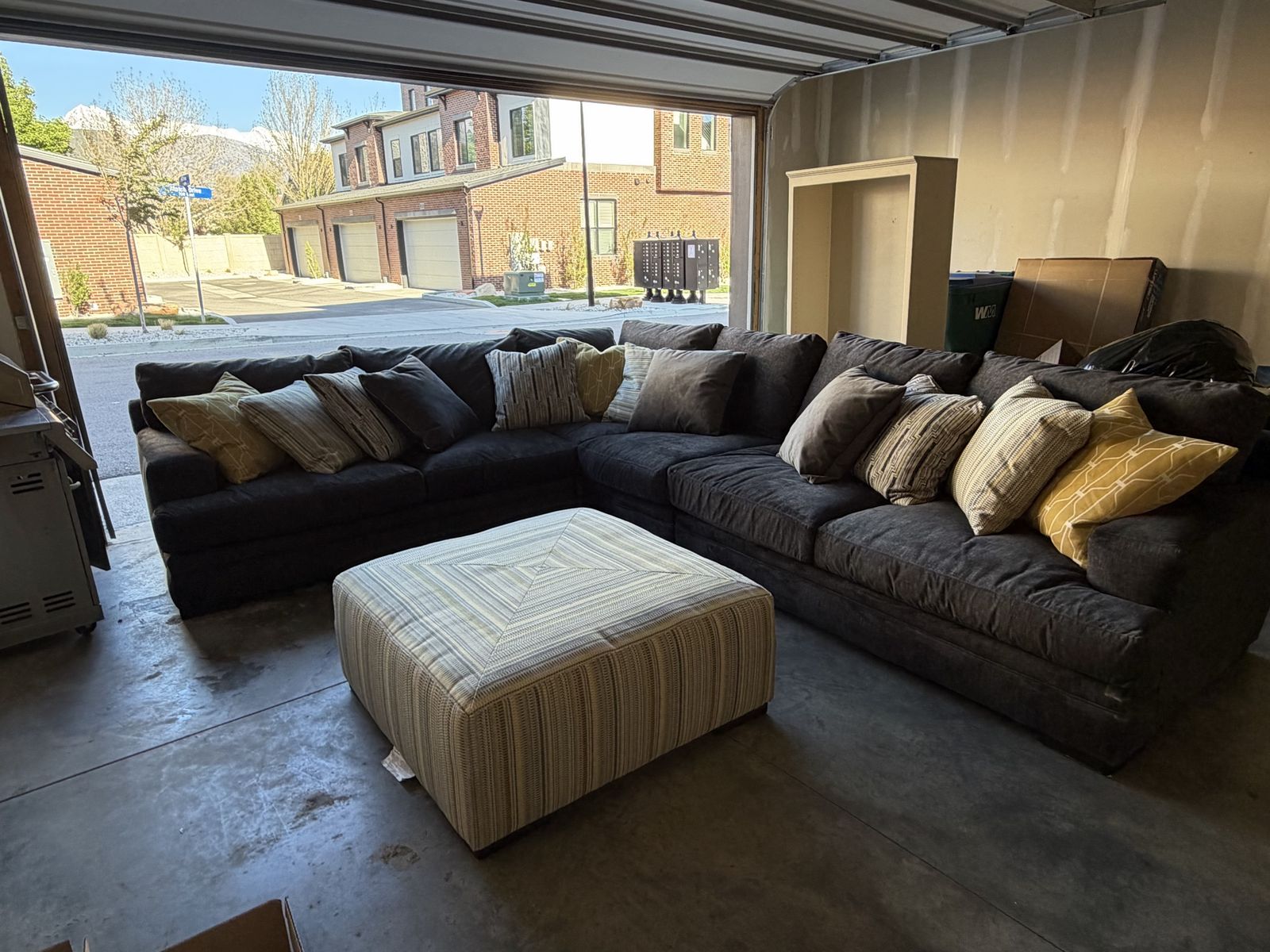 Barely Used Large L-Shaped Dark Gray Sectional