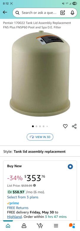 Pentair FNSP60 Filter Lid