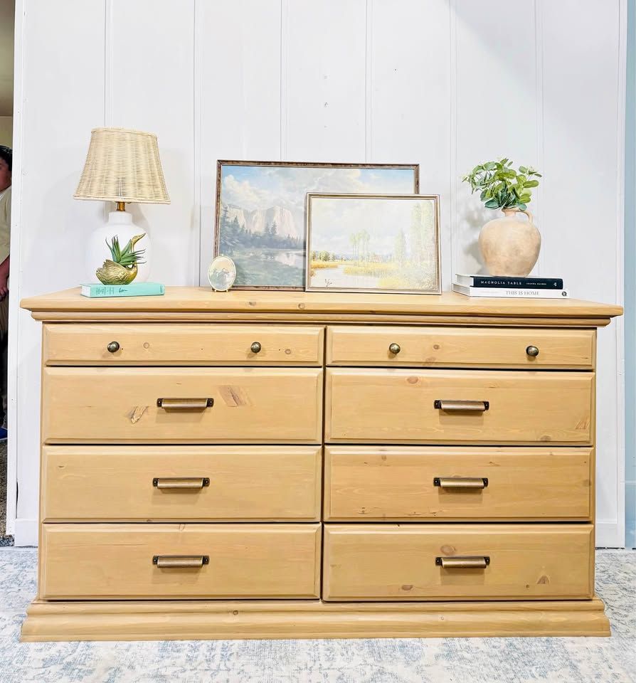 Modern Minimalist Boho Style 8 Drawer Dresser | Modern Boho Drawer Chest