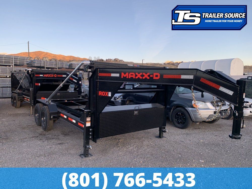 7x14 Maxx-D ROX Gooseneck Roll Off Trailer - 18K GVWR - Electric Tarp