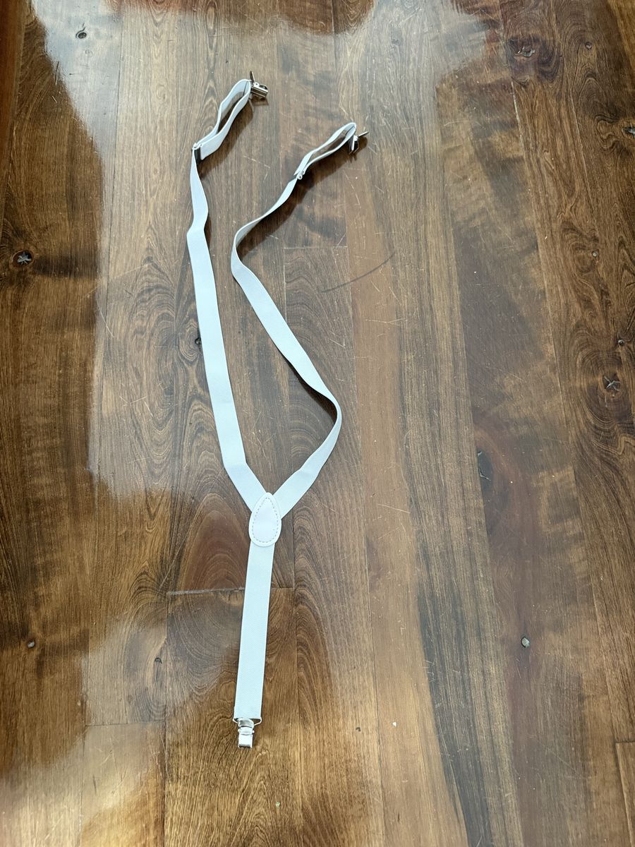 Adult one size white suspenders no brand adjustable