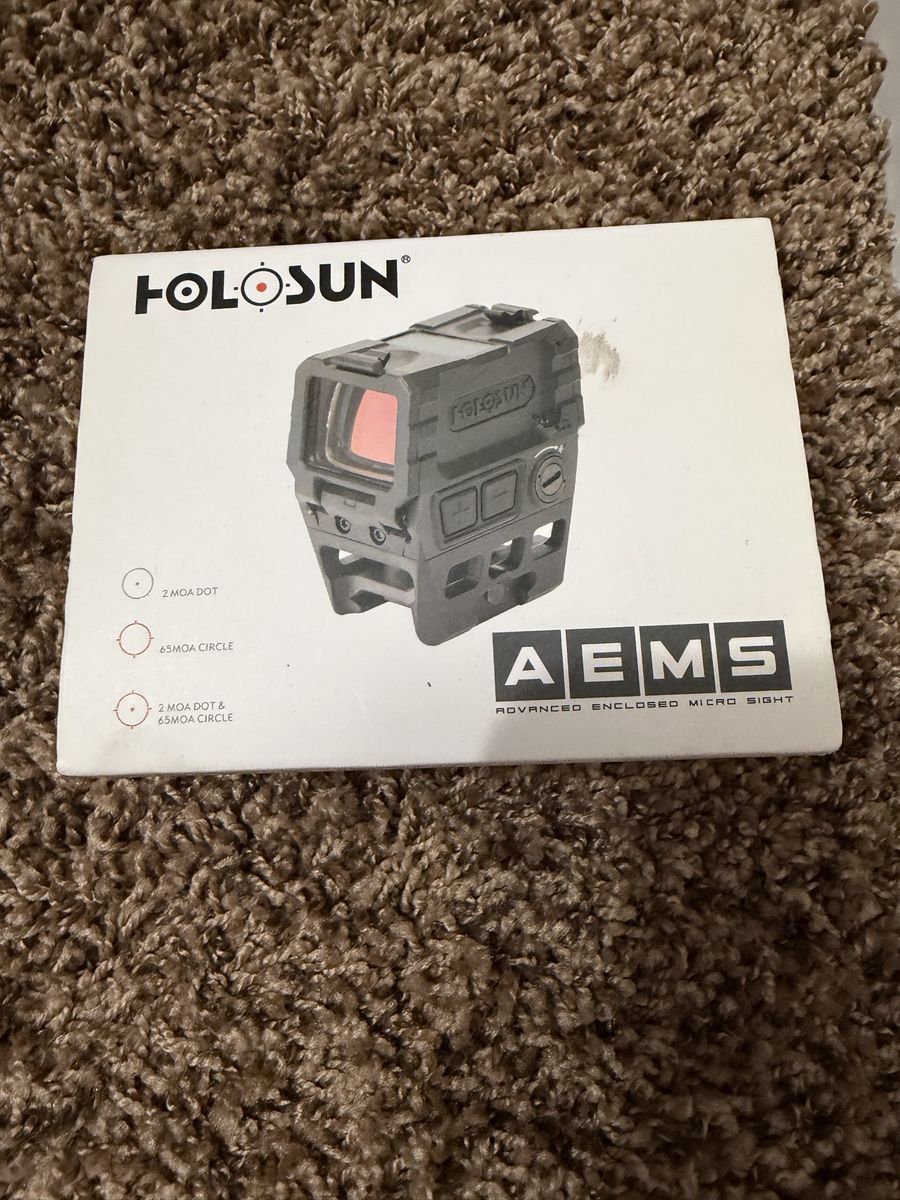 Holosun AEMS Advanced Enclosed Micro Sight 2 MOA Dot, 65 MOA Circle Reticle, Solar Failsafe