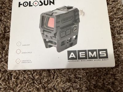 Holosun AEMS Advanced Enclosed Micro Sight 2 MOA Dot, 65 MOA Circle Reticle, Solar Failsafe
