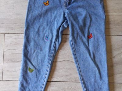 Vintage Butterfly Embroidery Femme Fatale by Psycho Cowboy Jeans, Size 13/14