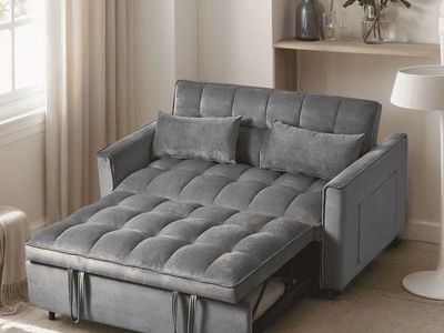 Joqixon 3 in 1 Convertible Velvet Sofa Bed with Pu