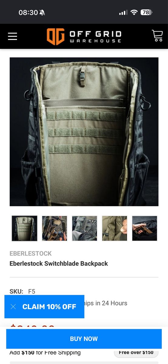 Eberlestock Switchblade F5 Backpack - 29.3L, Concealed Carry, MOLLE-10 Webbing