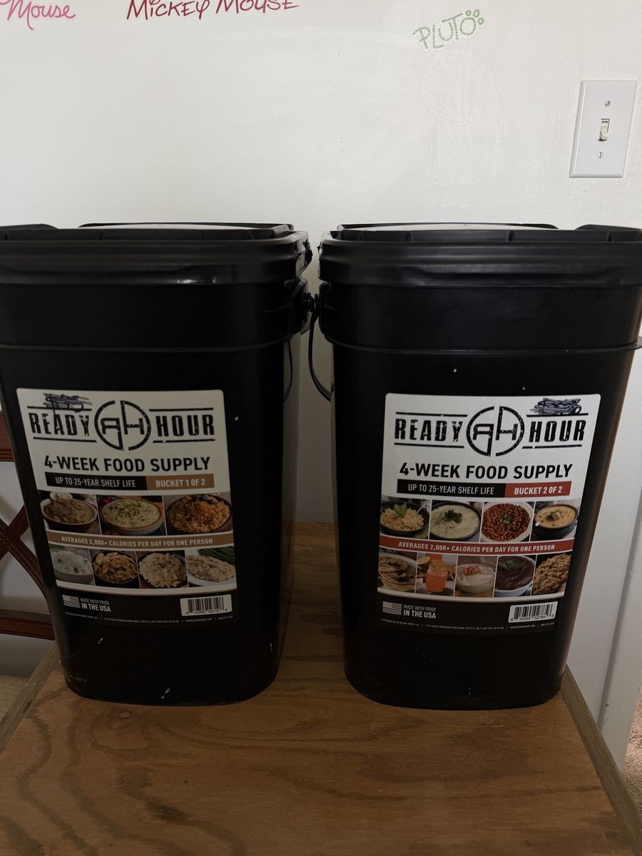 Ready Hour 4-Week Emergency Food Supply Kit - Up to 25-Year Shelf Life, 2,000+ Calories/Day (2 Buckets)