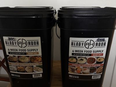 Ready Hour 4-Week Emergency Food Supply Kit - Up to 25-Year Shelf Life, 2,000+ Calories/Day (2 Buckets)