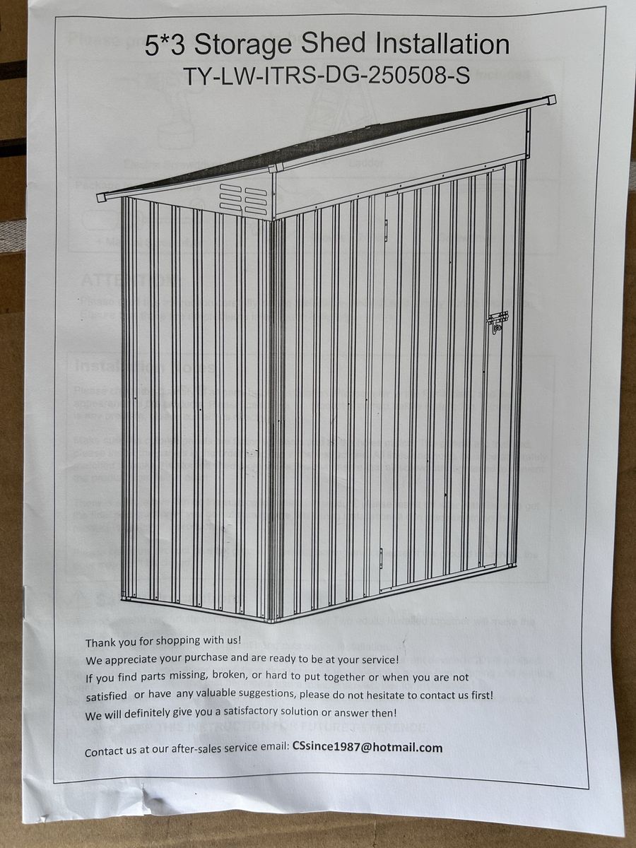 New 5x3 Outdoor Metal Storage Shed - TY-LW-ITRS-DG-250508-S, Slope Roof, Durable Steel