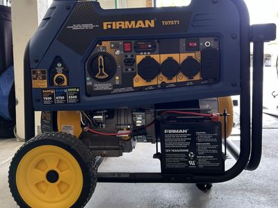 Never Used FIRMAN T07571 Tri Fuel Portable Generator - 9400W Peak, 7500W Running, Electric Start
