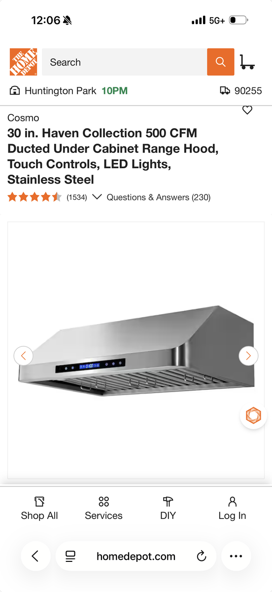 Under cabinet range hood