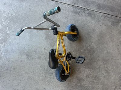 Rockstar Prospector Mini BMX Bike Gold w/ Blue Tires