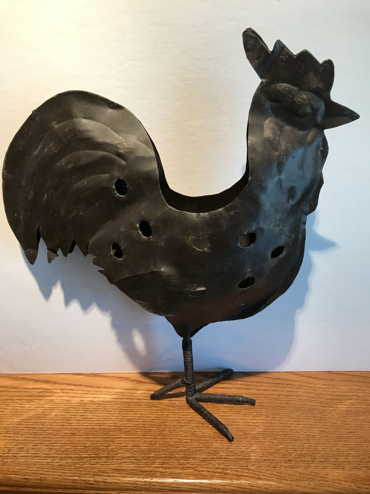 Rooster Rustic Metal Tea Light Candle Holder