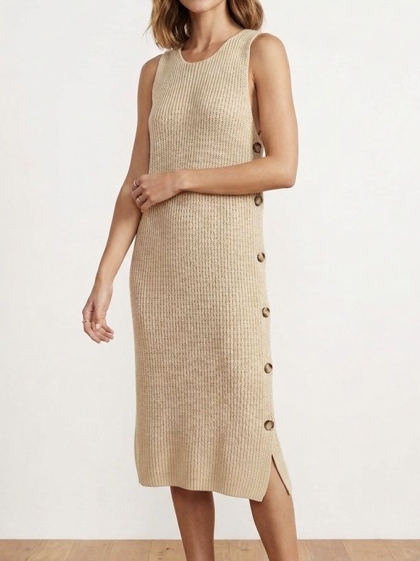 Beige Knitted Dress - Size Small