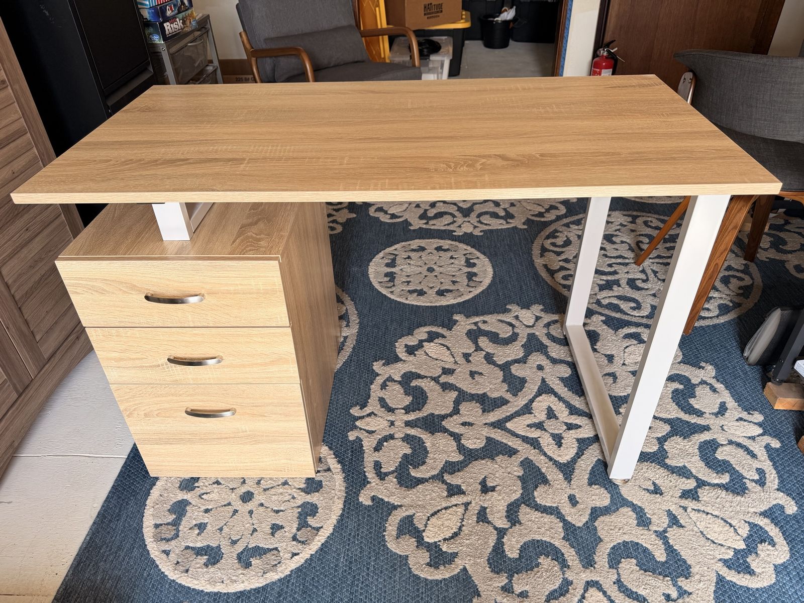 Nice Faux Wood Desk with 3 Drawers
