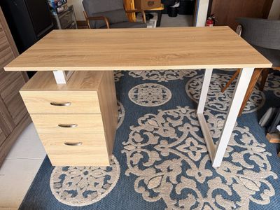 Nice Faux Wood Desk with 3 Drawers