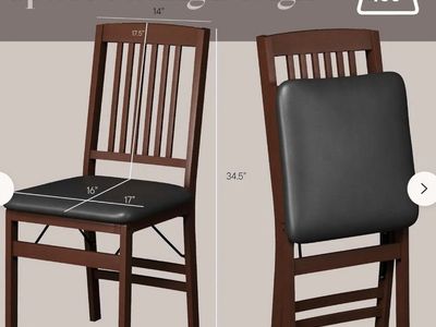 NEW Simplex Solid Wood Folding Dining Chairs - Set of 2 (Factory Sealed Box)