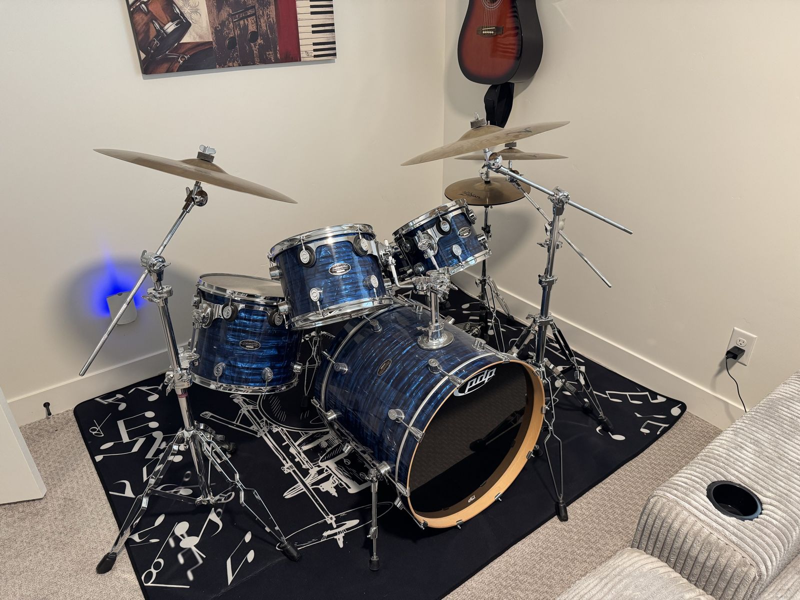 PDP Concept Maple 5-Piece Drum Set - Blue Onyx Finish with Zildjian Cymbals and Hardware