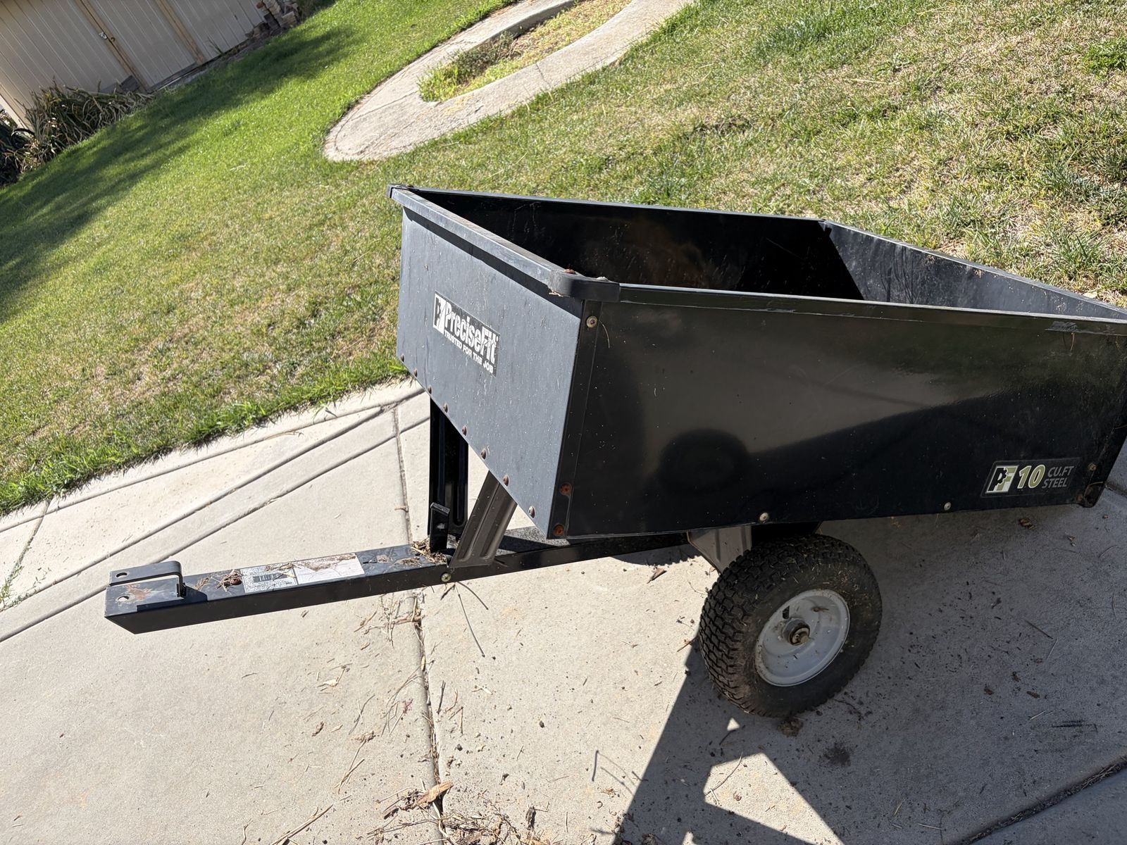 PreciseFit 10 Cu. Ft. Steel Utility Dump Cart Lawn Tractor Trailer