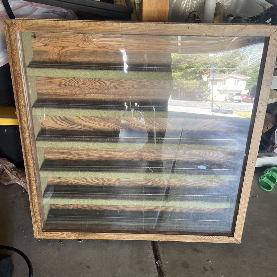 Wooden Display Case with Glass Front - Ideal for Collectibles or Memorabilia