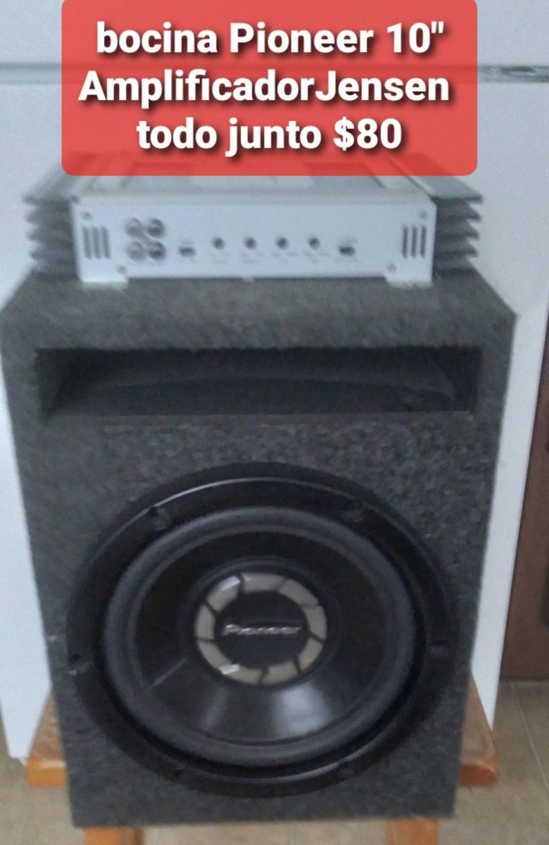Pioneer 10" Subwoofer with Custom Enclosure & Jensen Car Audio Amplifier - Used