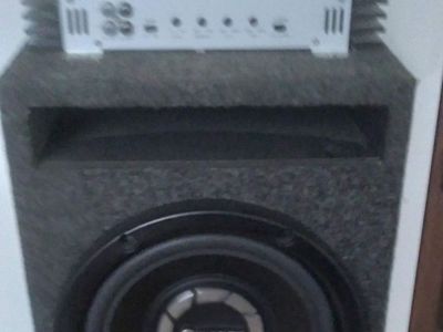 Pioneer 10" Subwoofer with Custom Enclosure & Jensen Car Audio Amplifier - Used