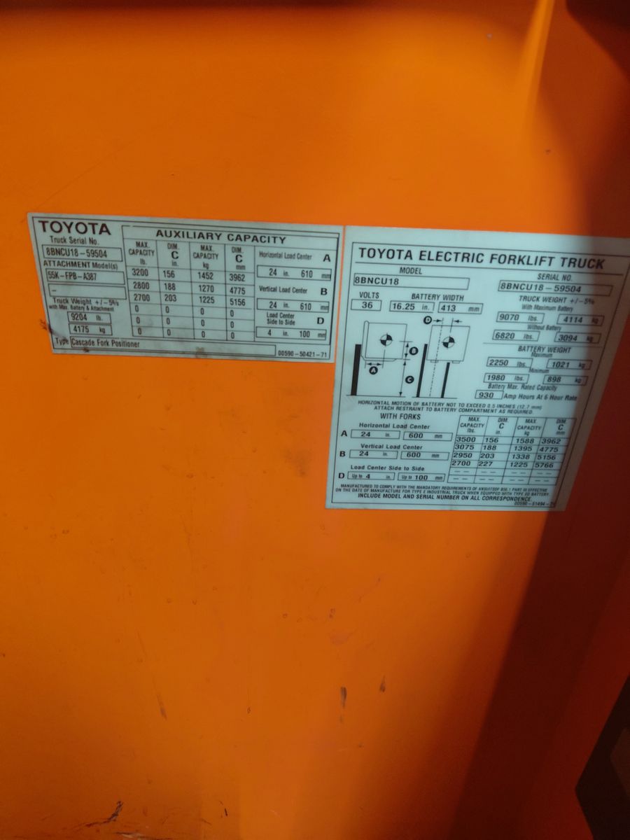 Toyota electric stand up forklift
