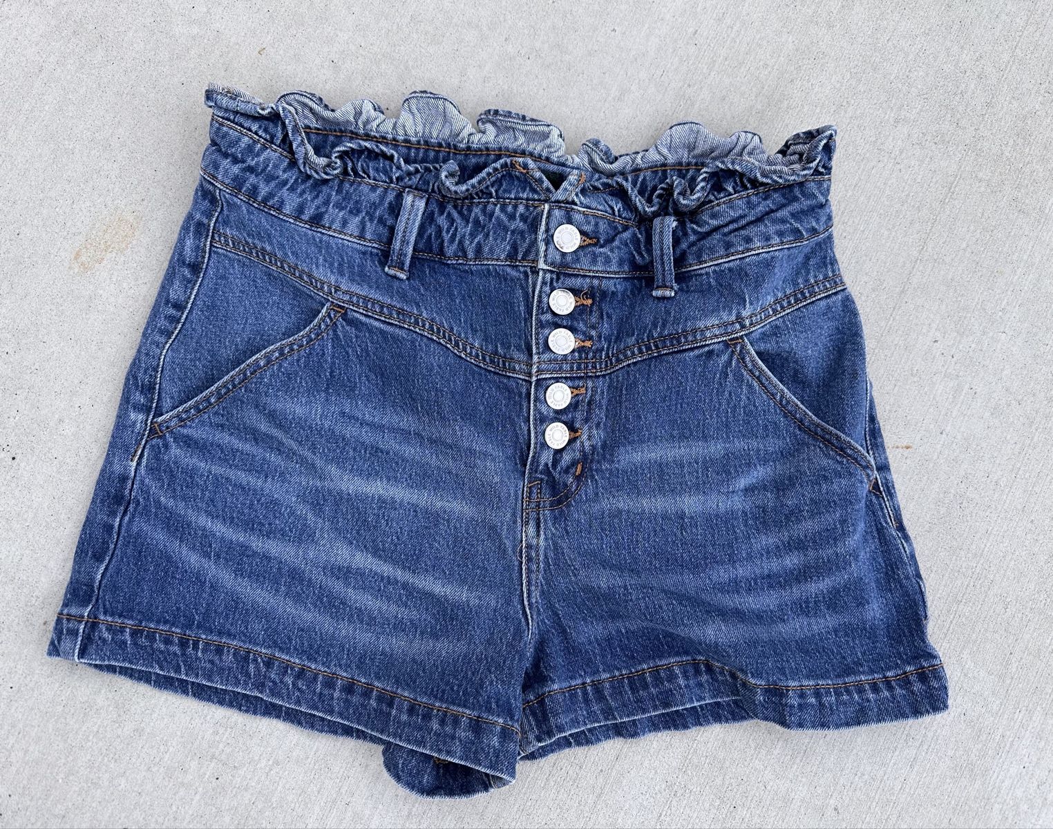 Y2K Butterfly Denim Shorts | Wild Fable High Rise Ruffle Waist Size 12