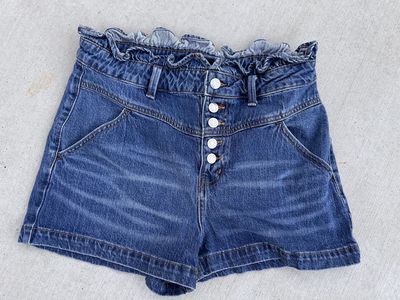 Y2K Butterfly Denim Shorts | Wild Fable High Rise Ruffle Waist Size 12
