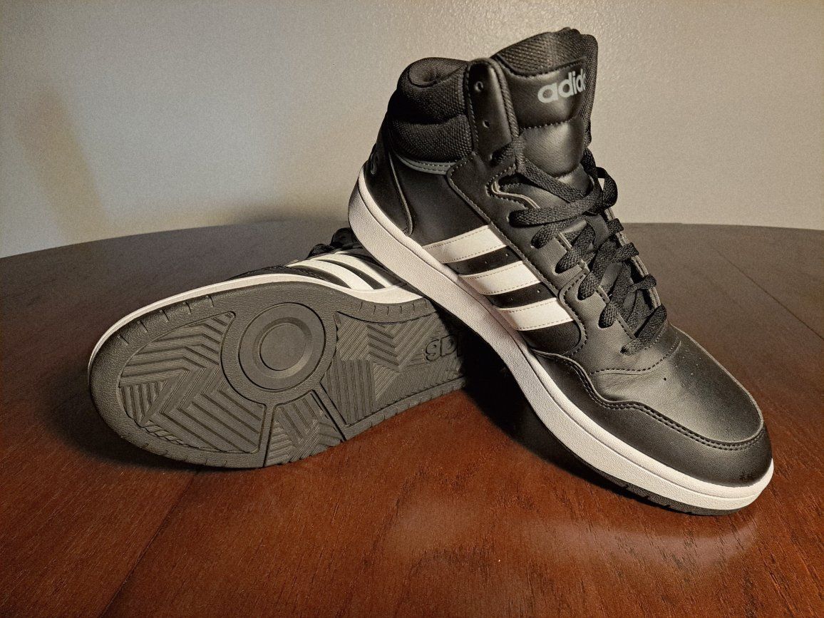 Adidas Hoops 3.0 Mid Black/White Men's Basketball Shoes Size 11 US