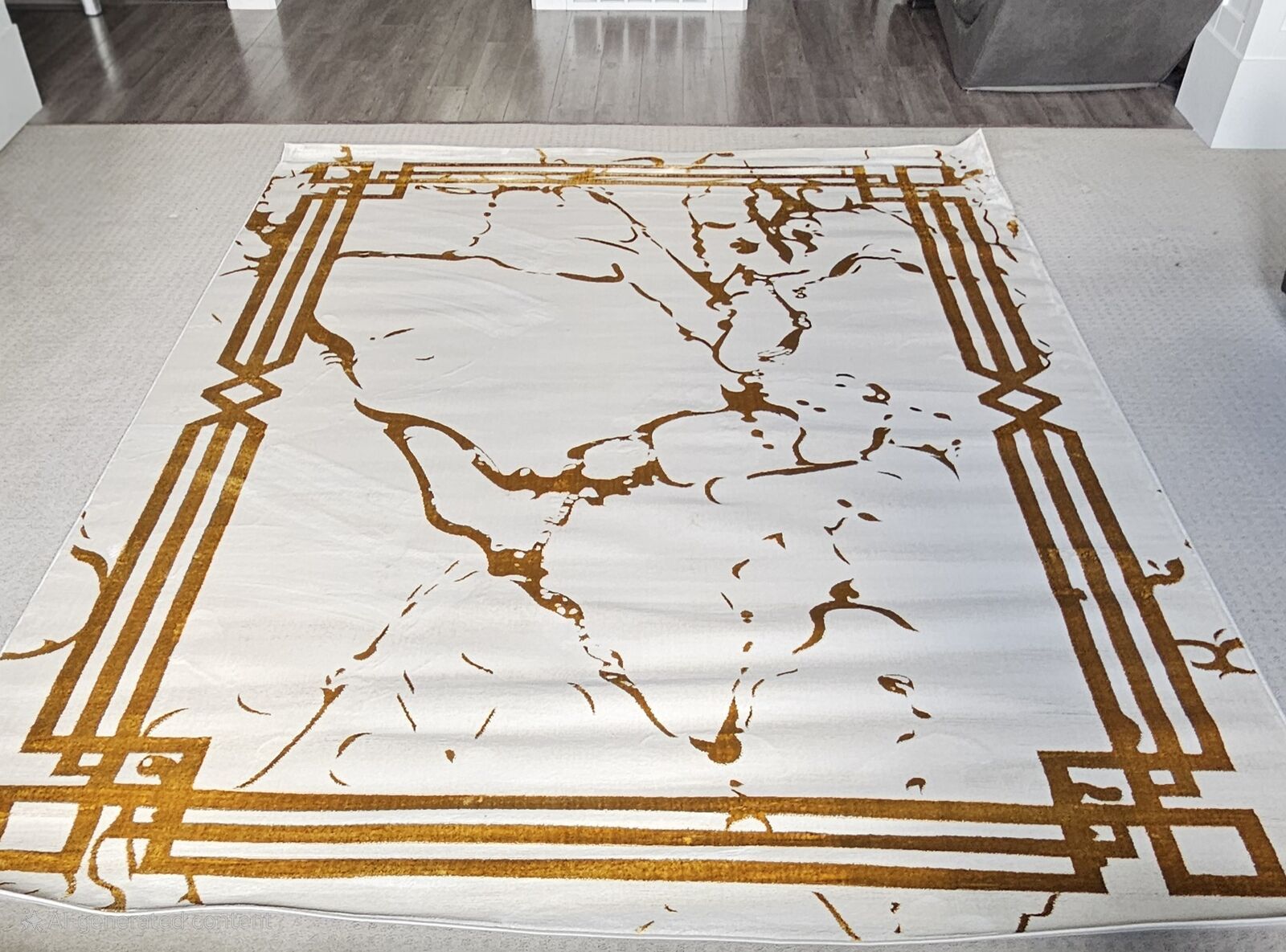 Babil Anteprugs Cream/Gold Area Rug. '7'10"x10'. Nonslip.