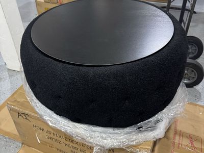 Soft teddy fabric large round ottoman coffee table