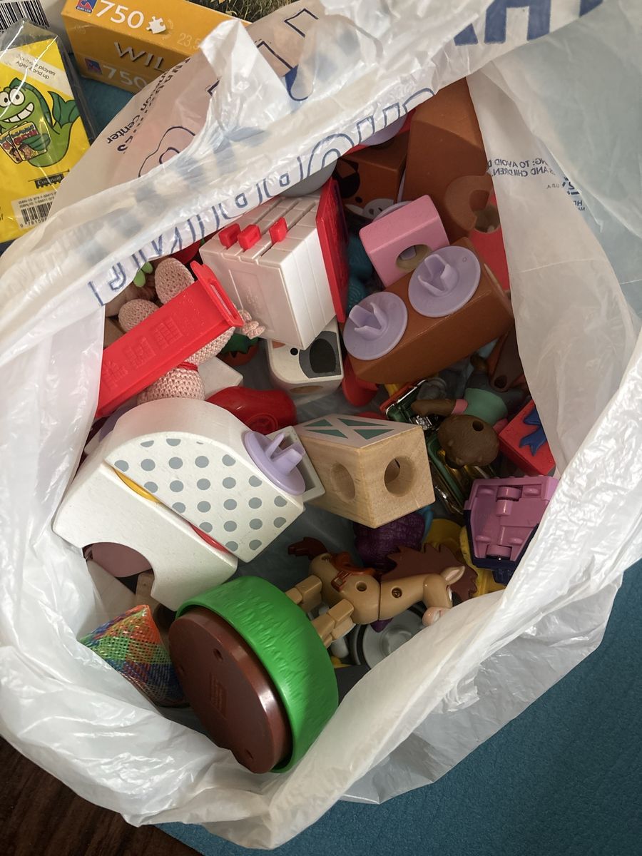 Assorted Toy Lot: Wooden Blocks, Figures, and Card Games