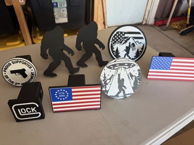 Hitch Covers - Bigfoot, American Flag, Glock Designs