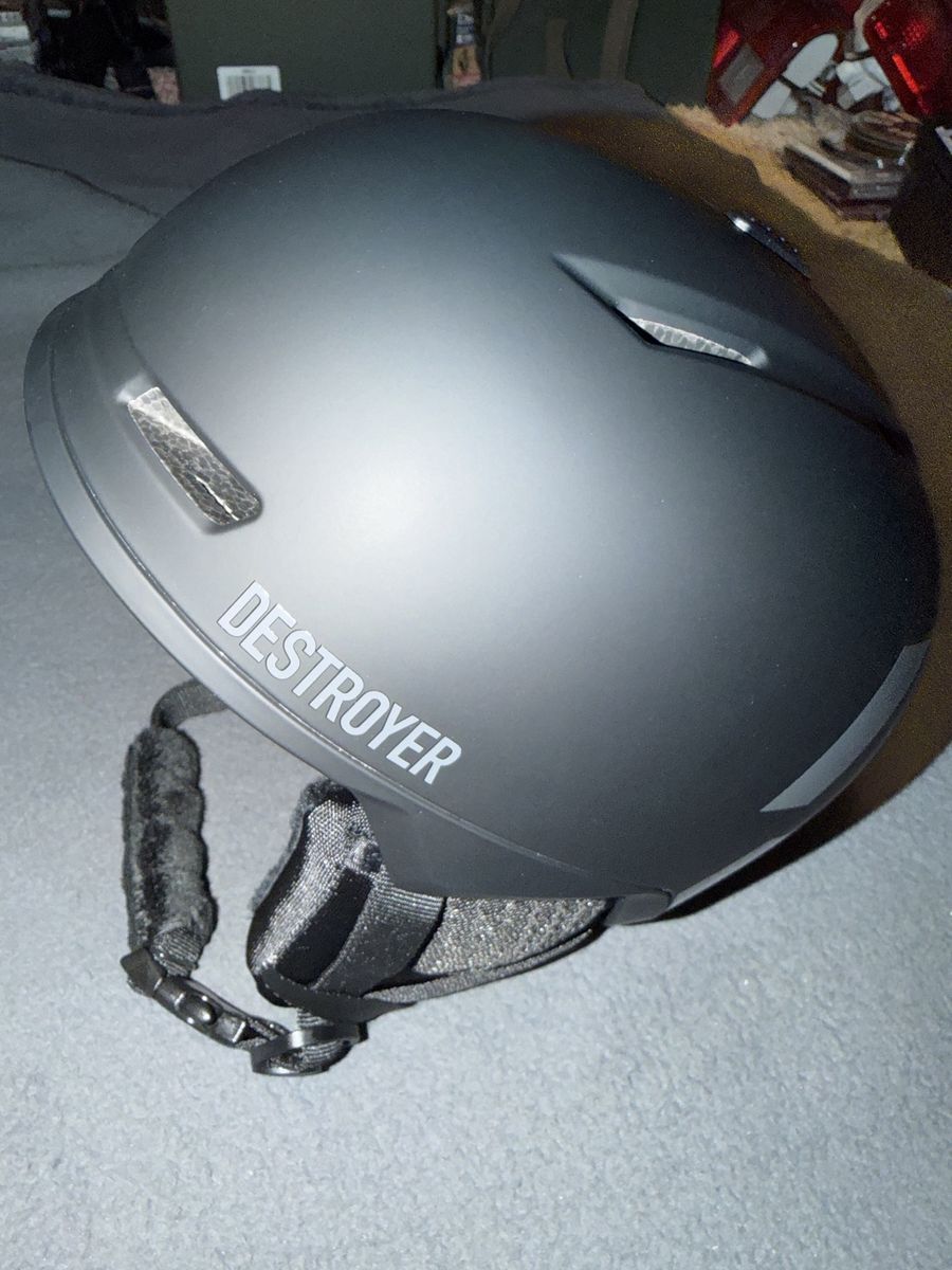 Destroyer Ski/Snowboard Helmet - Matte Black with Gray Stripes, Size S NEW