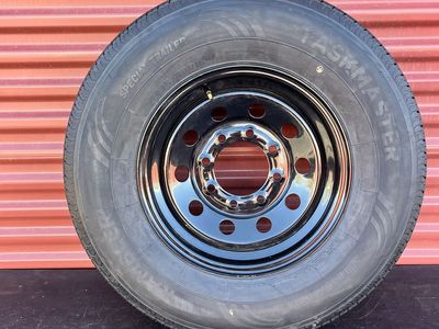 New Taskmaster ST 235/80 R 16 Trailer Tire Mounted on New Black Mod Wheel Standard 8 Lug Pattern Brand New Never Used