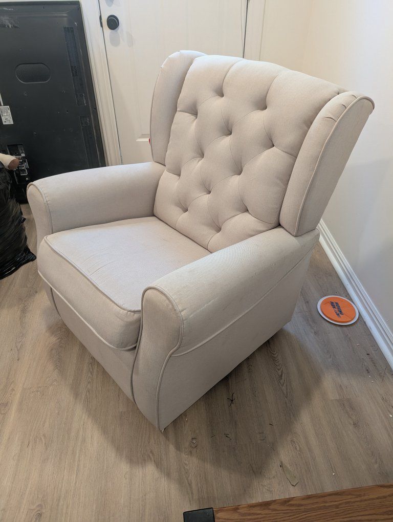 Upholstered Wingback Tufted Recliner Chair - Light Beige/Cream