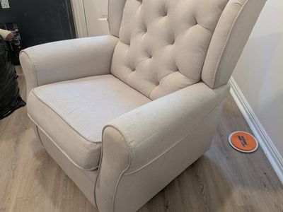 Upholstered Wingback Tufted Recliner Chair - Light Beige/Cream