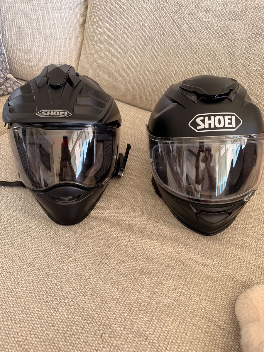Shoei Adventure Helmets His & Hers sz Lrg & Sm w/Sena mesh systems auto darken lens
