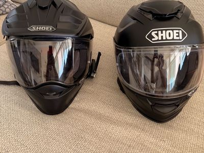 Shoei Adventure Helmets His & Hers sz Lrg & Sm w/Sena mesh systems auto darken lens
