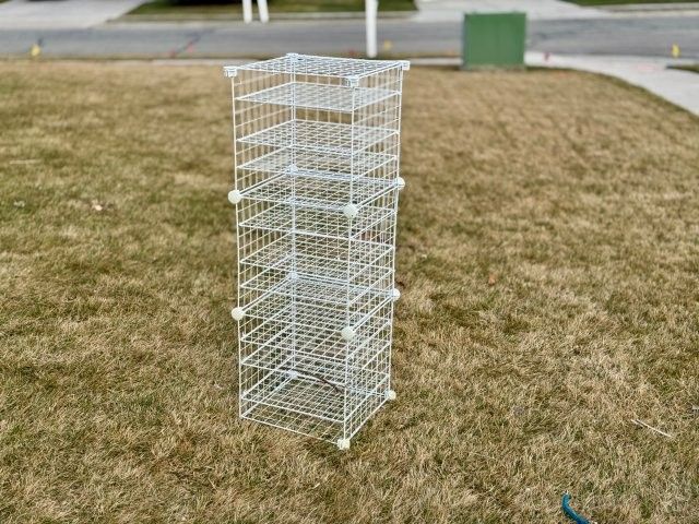 Customizable White Wire Modular Shelving - 22 Panels / 12 Shelves