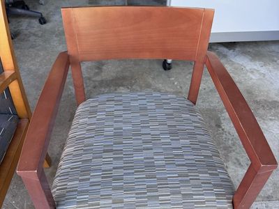 Wood Frame Armchair with Patterned Upholstery - Sturdy & Comfortable