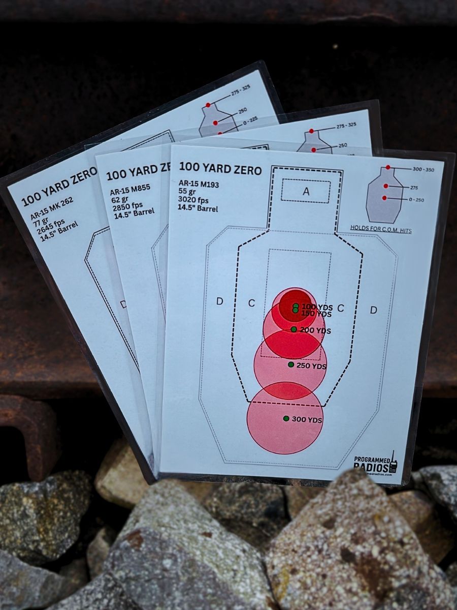 AR-15 Ballistic Cards | 14.5” Barrel | 100 Yard Zero | 55gr 62gr 77gr (3-Pack)